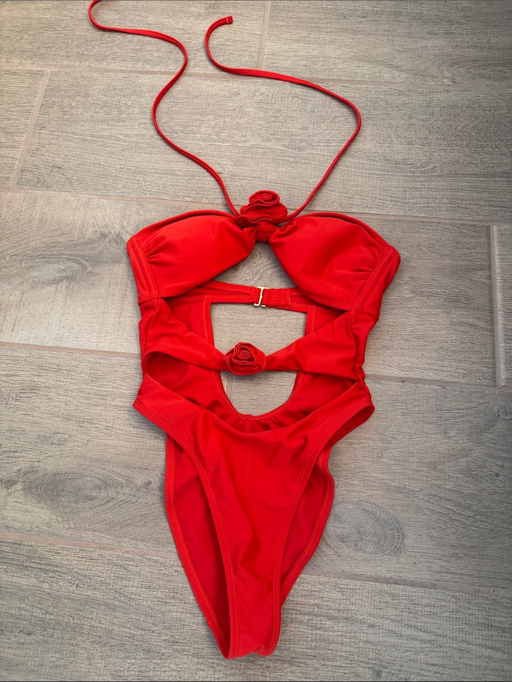 wild fable Red One-Piece Swimsuit with Rosette Accents